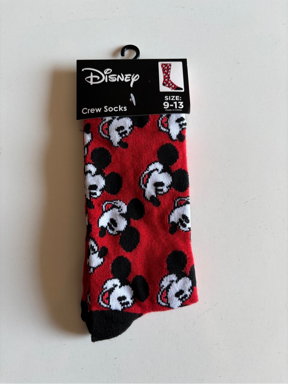 New 1 Pair Of Disney Mickey Mouse Crew Socks, Fits Shoe Size: 9-13